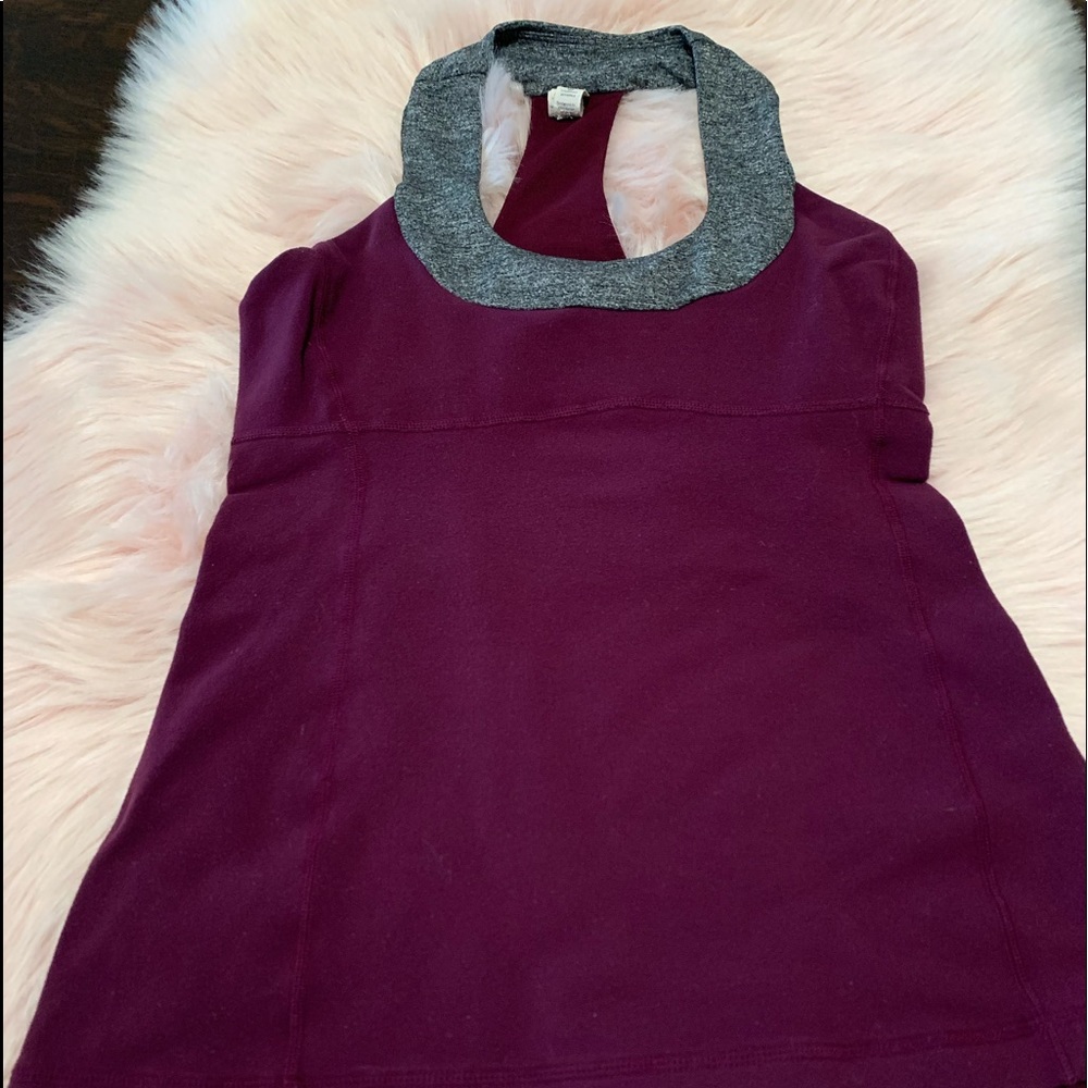 Lululemon Burgundy and gray razorback tank